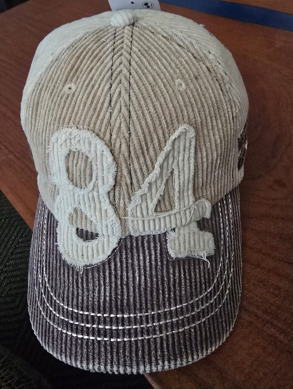 Free People Two-Tone Corduroy '84' Baseball Hat in Beige and Brown
